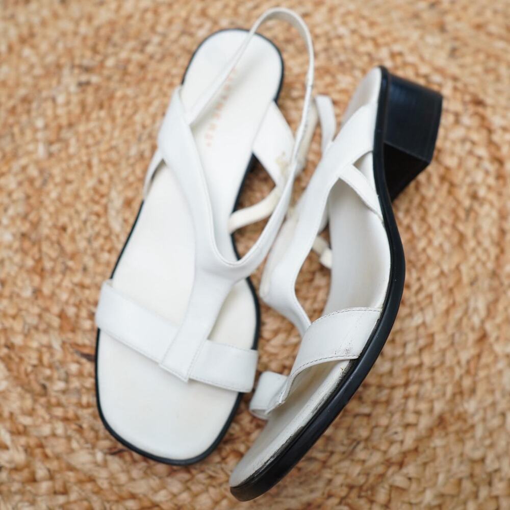 Partners White Slingback Sandals Block Heel 9
